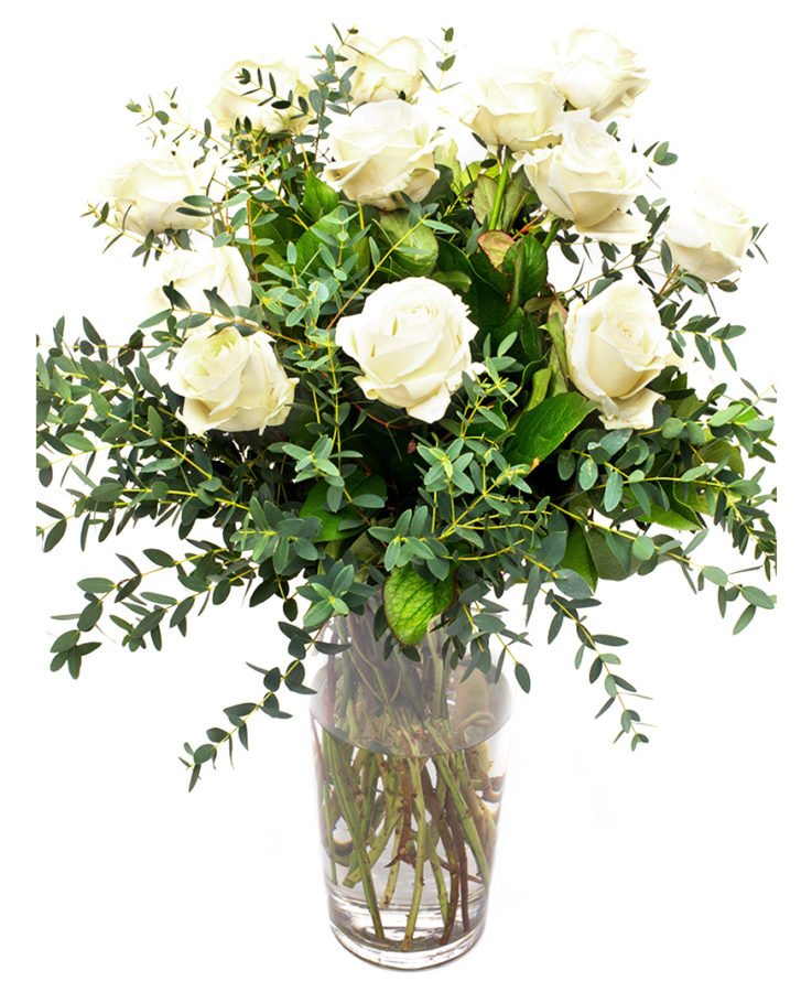 Roses & Foliage - White Avalanche Roses weekly flower delivery